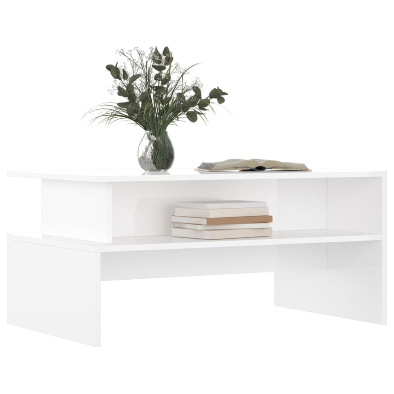 Coffee Table High Gloss White 90x55x42.5 cm Engineered Wood