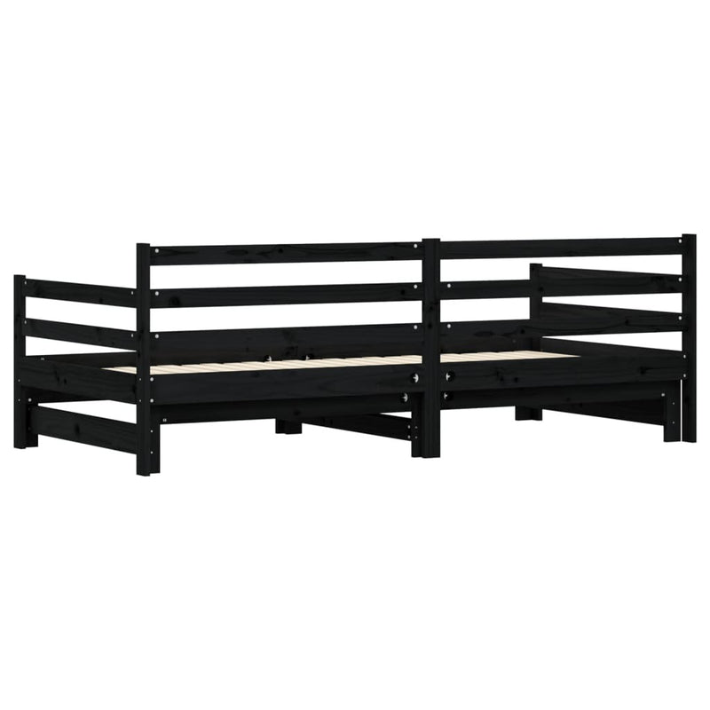 Daybed with Trundle Black 90x200 cm Solid Wood Pine