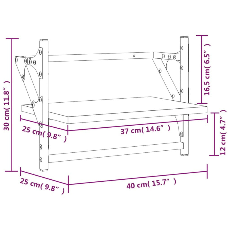 Wall Shelves with Bars 2 pcs Smoked Oak 40x25x30 cm