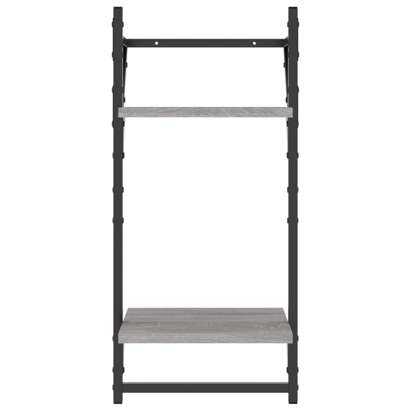 2-Tier Wall Shelves with Bars 2 pcs Grey Sonoma 30x25x65 cm