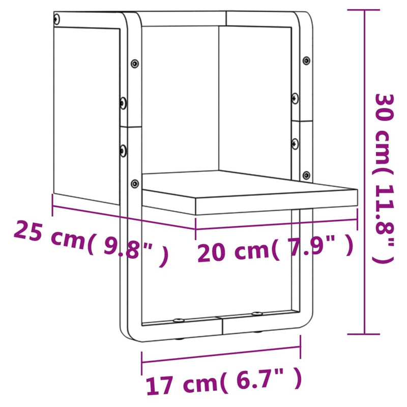 Wall Shelf with Bar Smoked Oak 20x25x30 cm