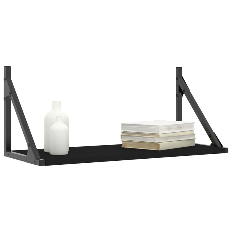 Wall Shelves 2 pcs Black 60x25x25.5 cm Engineered wood