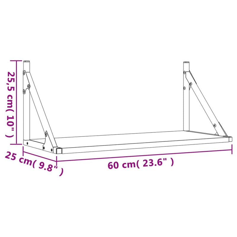 Wall Shelves 2 pcs Black 60x25x25.5 cm Engineered wood