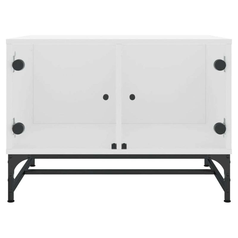 Coffee Table with Glass Doors White 68.5x50x50 cm