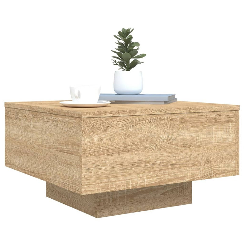 Coffee Table with LED Lights Sonoma Oak 55x55x31 cm