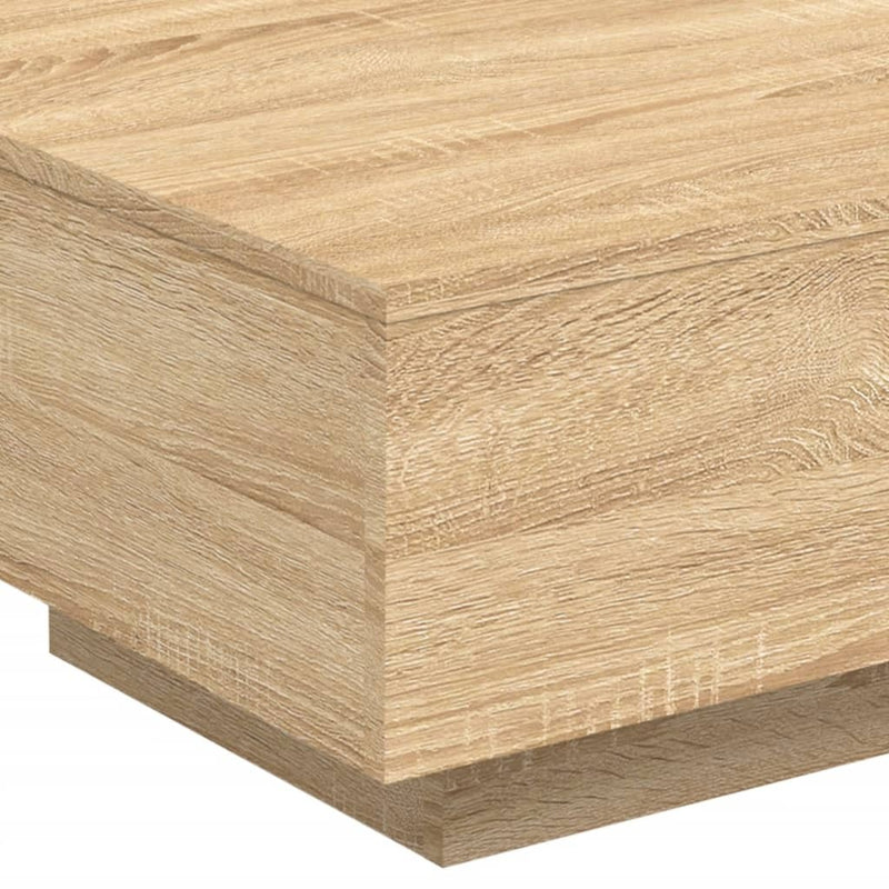 Coffee Table with LED Lights Sonoma Oak 55x55x31 cm