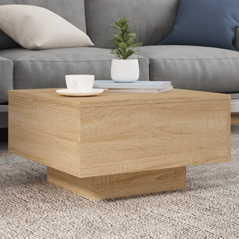 Coffee Table with LED Lights Sonoma Oak 55x55x31 cm