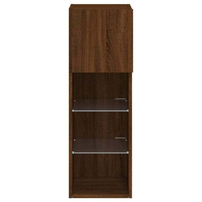 TV Cabinet with LED Lights Brown Oak 30.5x30x90 cm