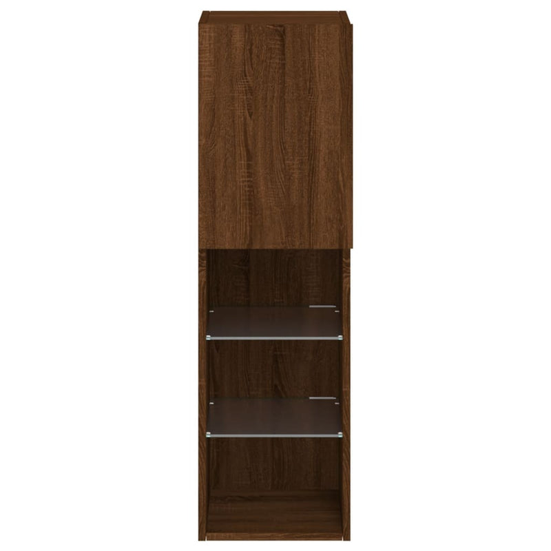 TV Cabinets with LED Lights 2 pcs Brown Oak 30.5x30x102 cm