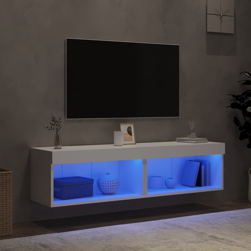 TV Cabinets with LED Lights 2 pcs White 60x30x30 cm