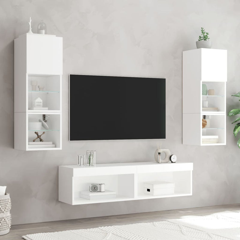 TV Cabinets with LED Lights 2 pcs White 60x30x30 cm