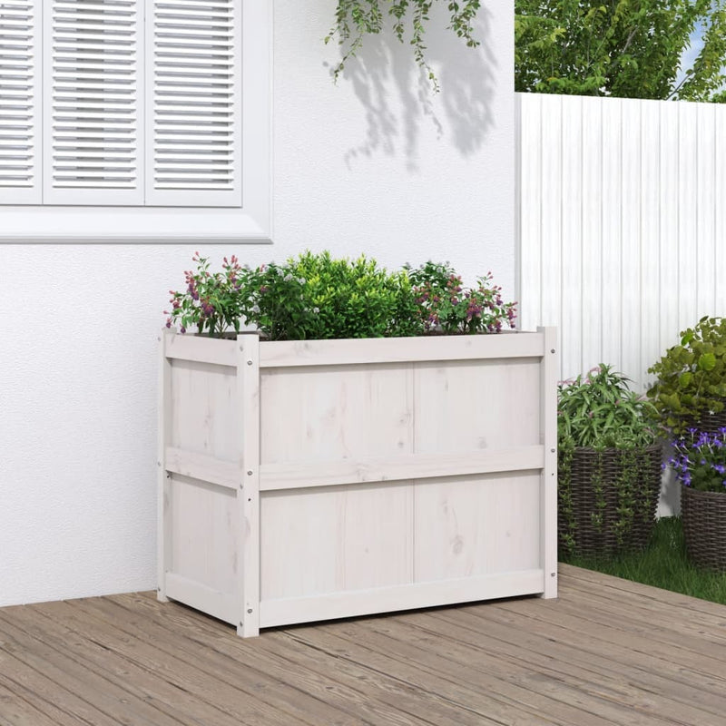 Garden Planter White 90x50x70 cm Solid Wood Pine