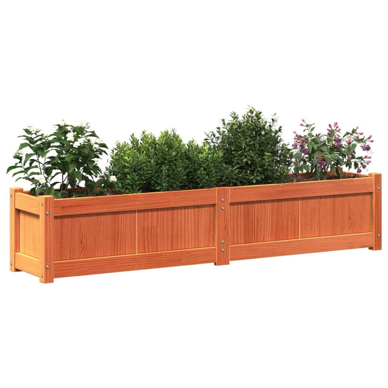 Garden Planter Wax Brown 150x31x31 cm Solid Wood Pine