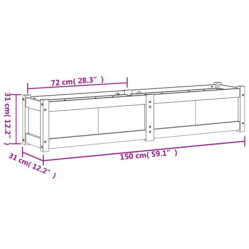 Garden Planter Wax Brown 150x31x31 cm Solid Wood Pine