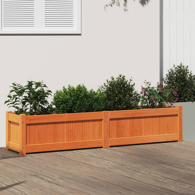 Garden Planter Wax Brown 150x31x31 cm Solid Wood Pine