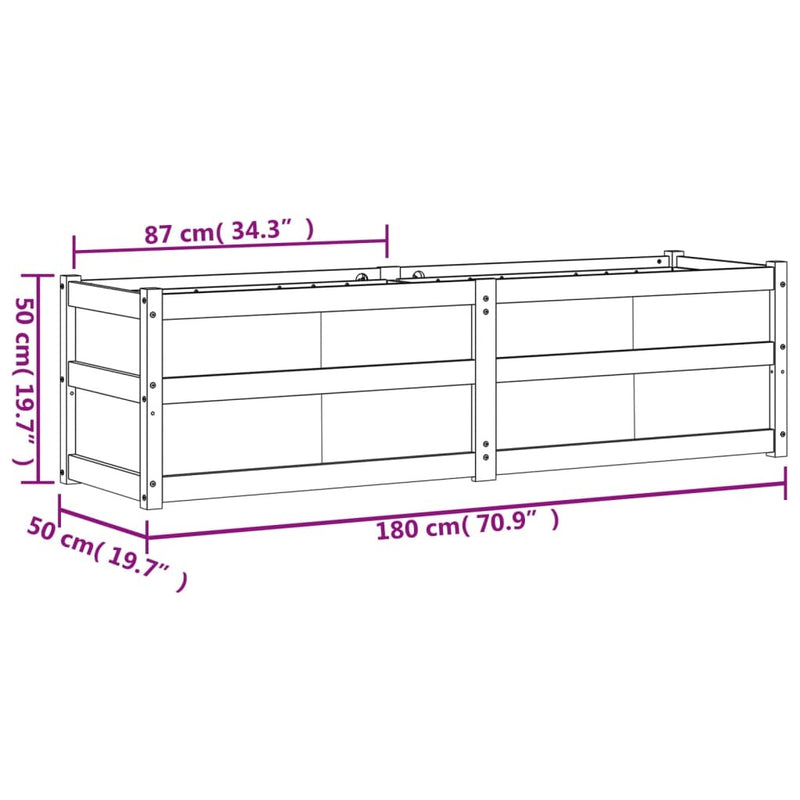 Garden Planter White 180x50x50 cm Solid Wood Pine