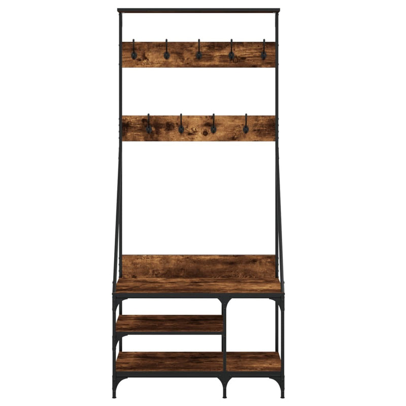 Clothes Rack with Shoe Storage Smoked Oak 80x40x184 cm