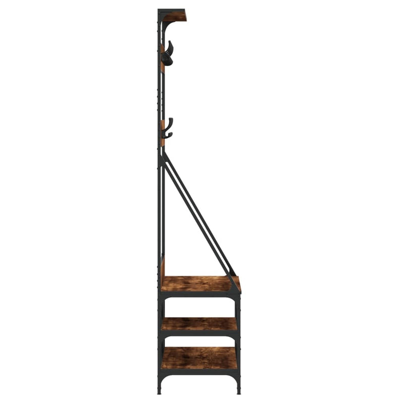 Clothes Rack with Shoe Storage Smoked Oak 80x40x184 cm