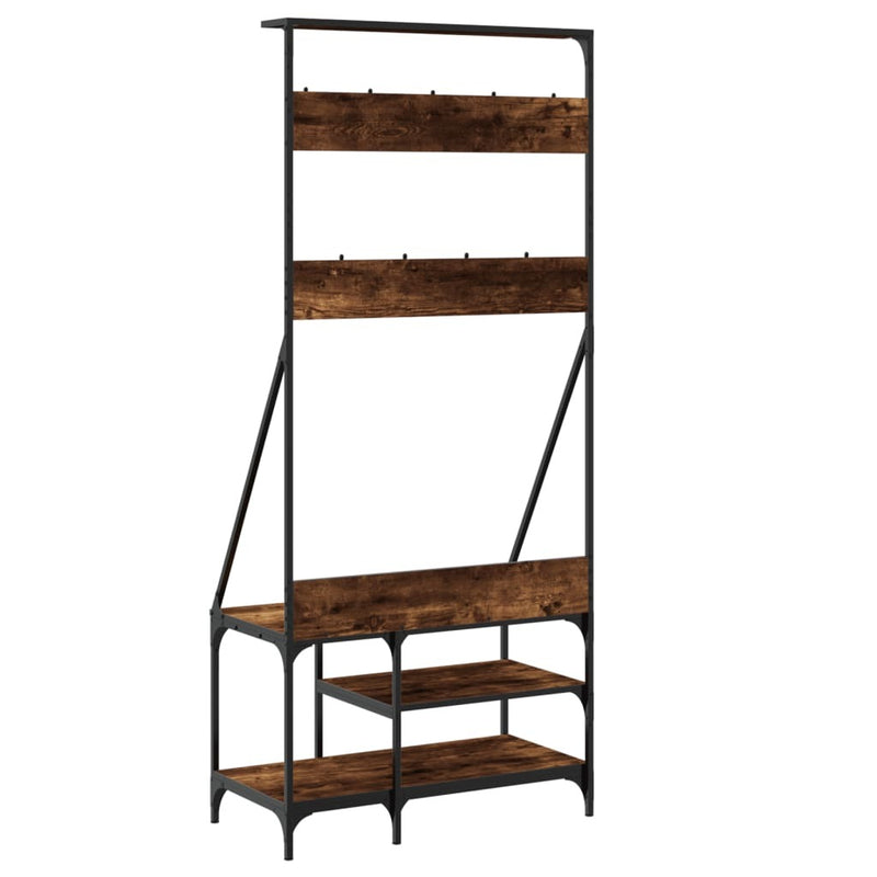 Clothes Rack with Shoe Storage Smoked Oak 80x40x184 cm