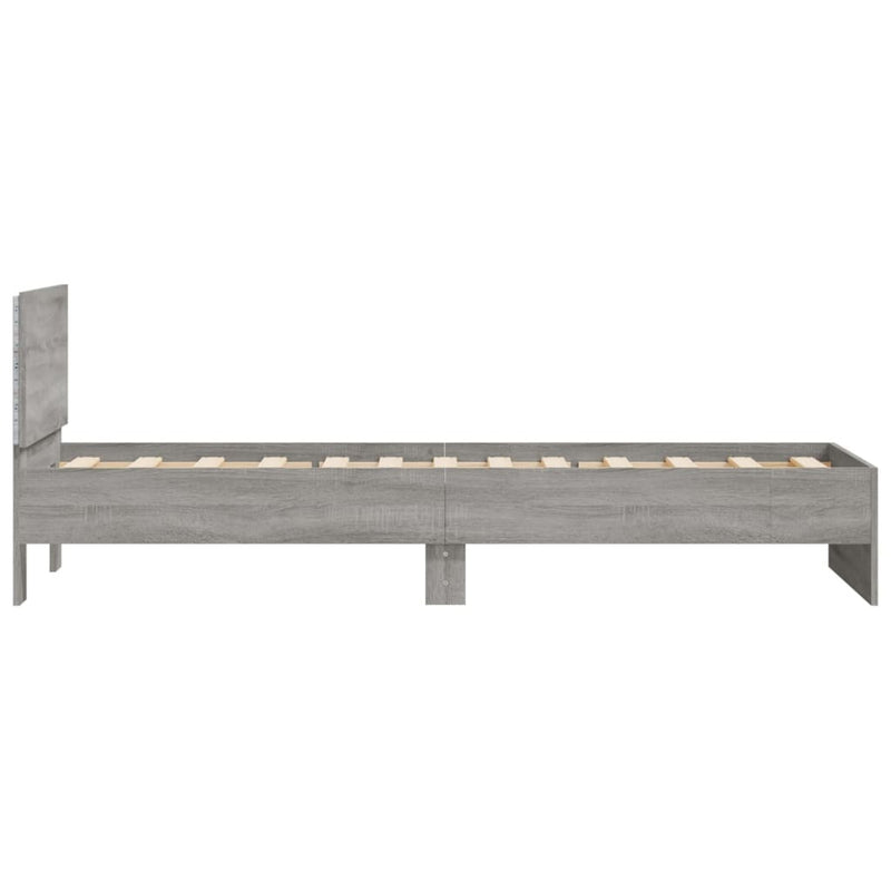 Bed Frame without Mattress with LED Lights Grey Sonoma 90x200 cm