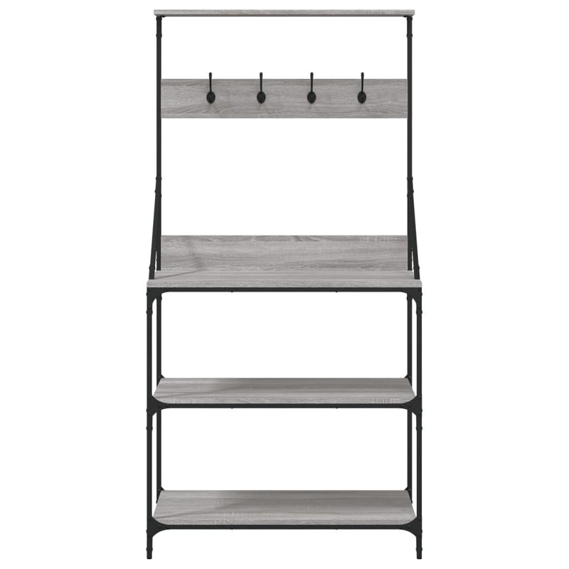 Baker's Rack with Hooks 4-Tier Grey Sonoma Engineered Wood