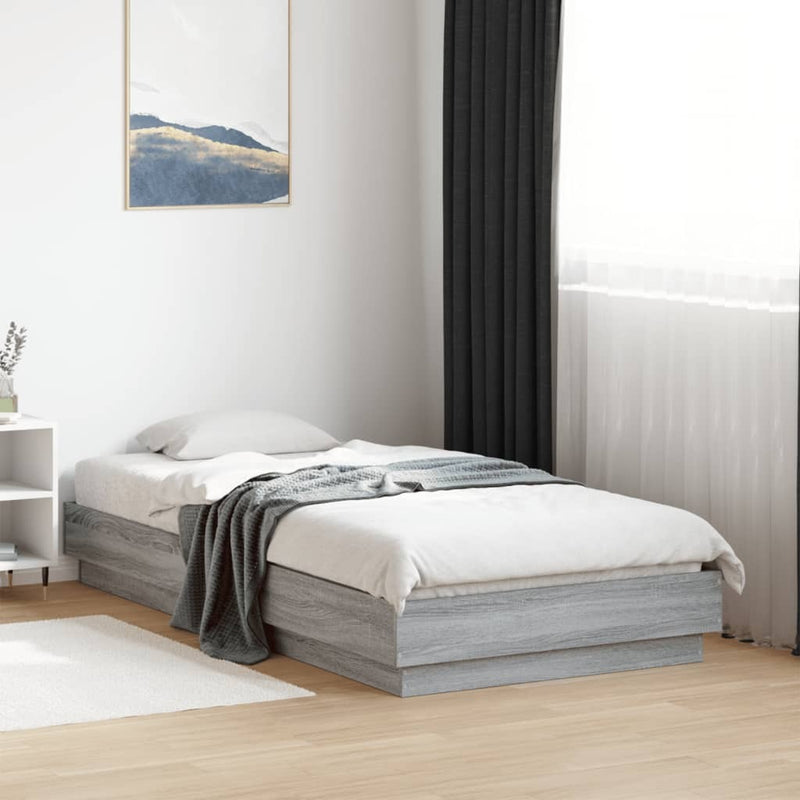 Bed Frame without Mattress Grey Sonoma 90x190 cm Single Engineered Wood