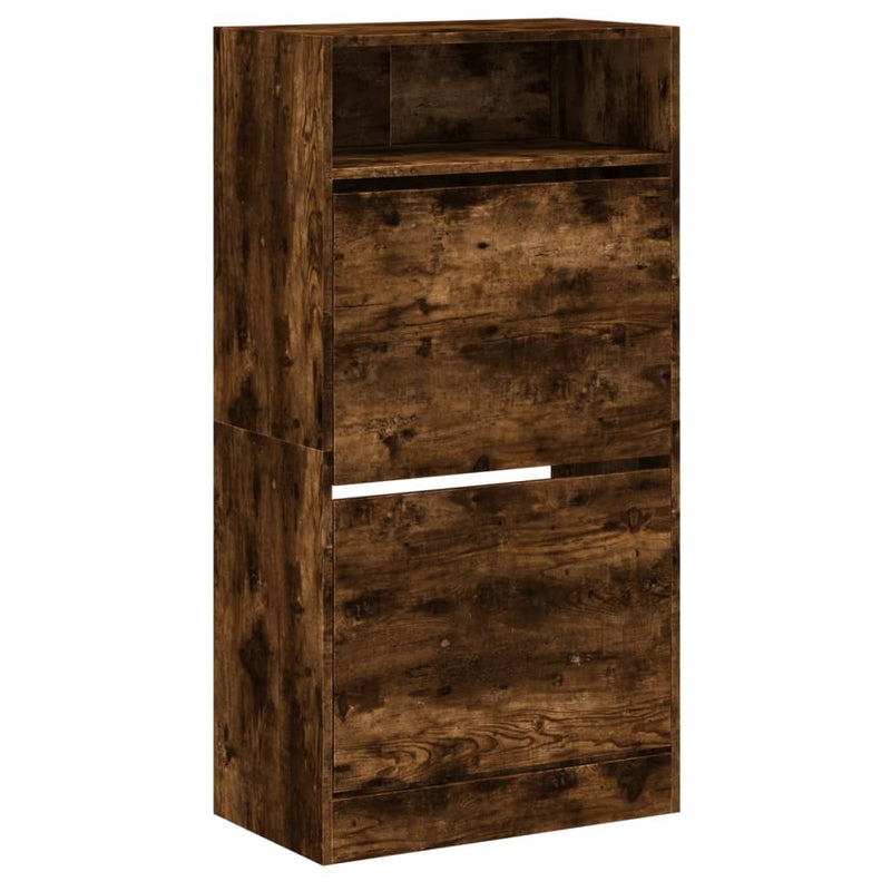 Shoe Cabinet Smoked Oak 60x34x116 Engineered Wood