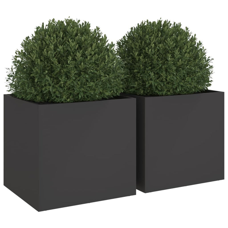 Planters 2 pcs Black 49x47x46 cm Cold-rolled Steel