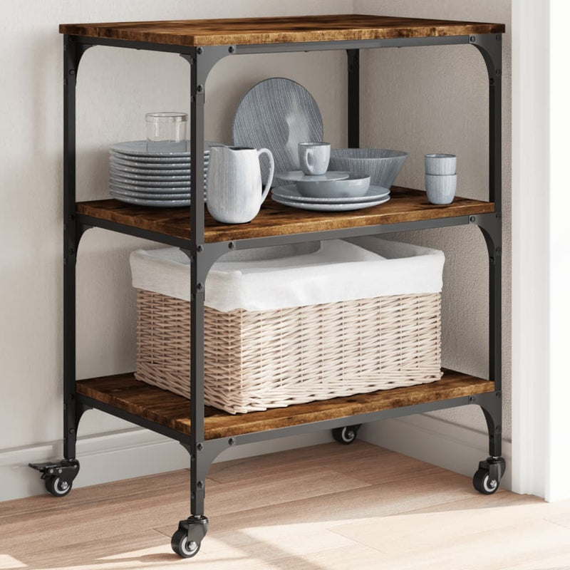 Kitchen Trolley Smoked Oak 60x41x76 cm Engineered Wood