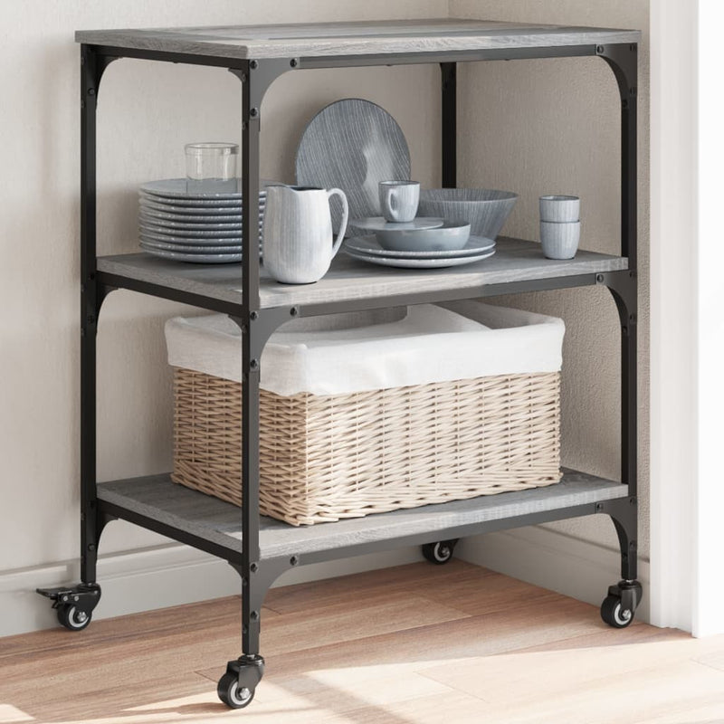 Kitchen Trolley Grey Sonoma 60x41x76 cm Engineered Wood