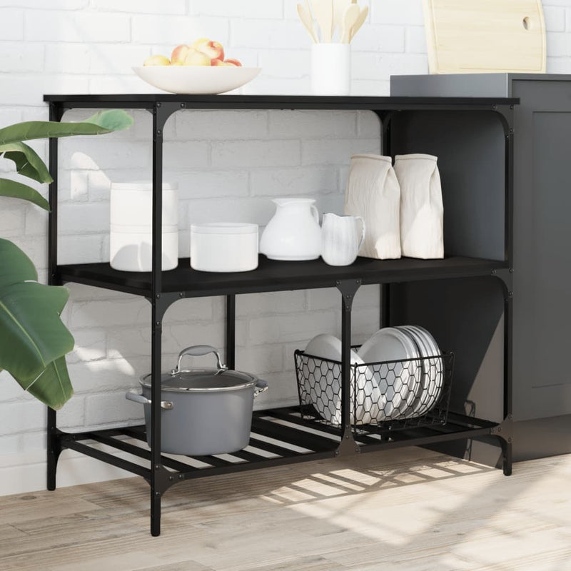 Kitchen Trolley Black 100x50x95 cm Engineered Wood