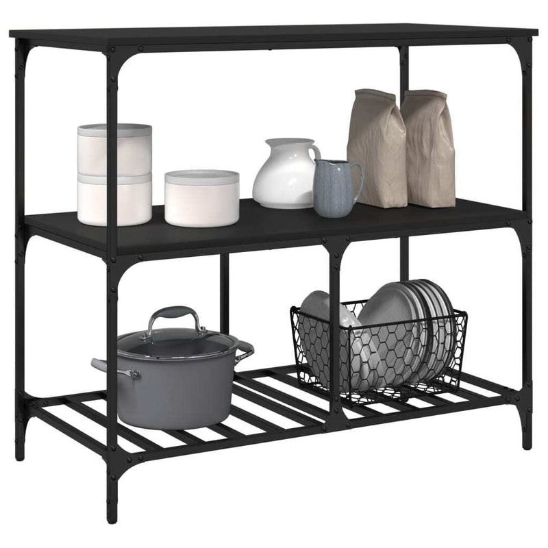 Kitchen Trolley Black 100x50x95 cm Engineered Wood