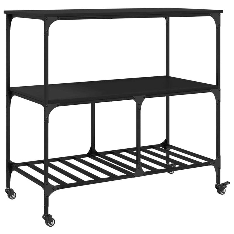 Kitchen Trolley Black 100x50x95 cm Engineered Wood