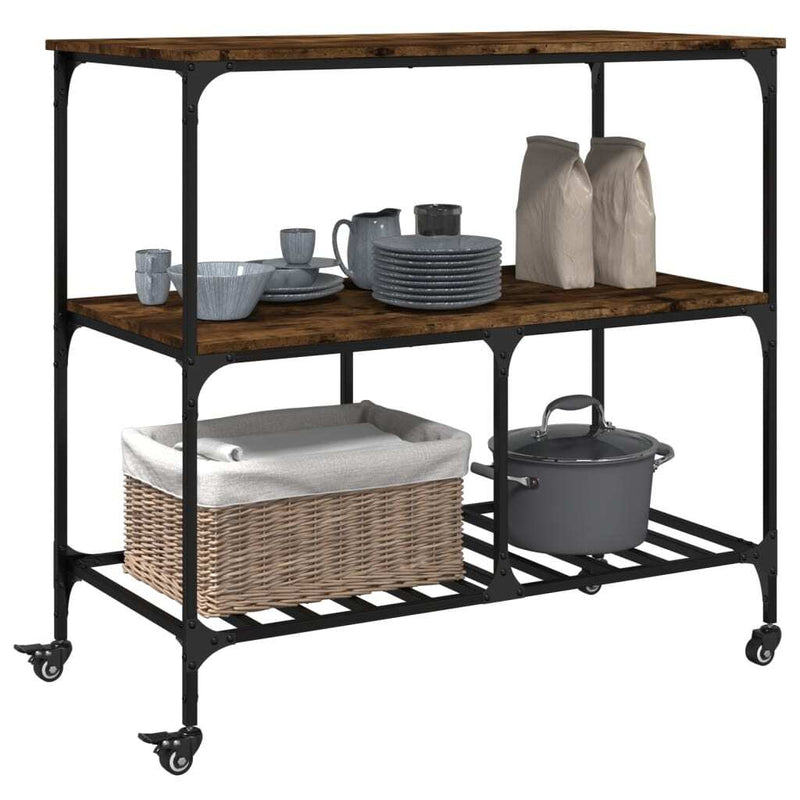 Kitchen Trolley Smoked Oak 100x50x95 cm Engineered Wood