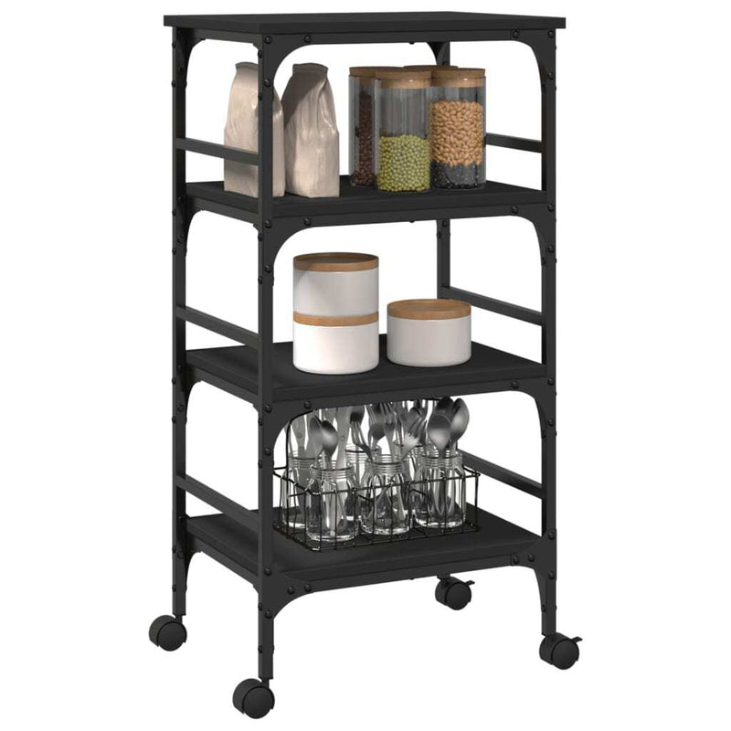 Kitchen Trolley Black 45x35x89.5 cm Engineered Wood