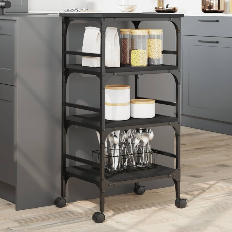 Kitchen Trolley Black 45x35x89.5 cm Engineered Wood