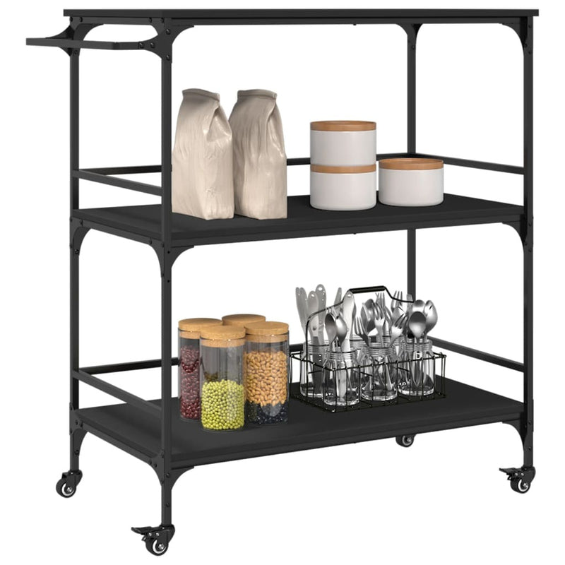 Kitchen Trolley Black 100.5x50x105 cm Engineered Wood