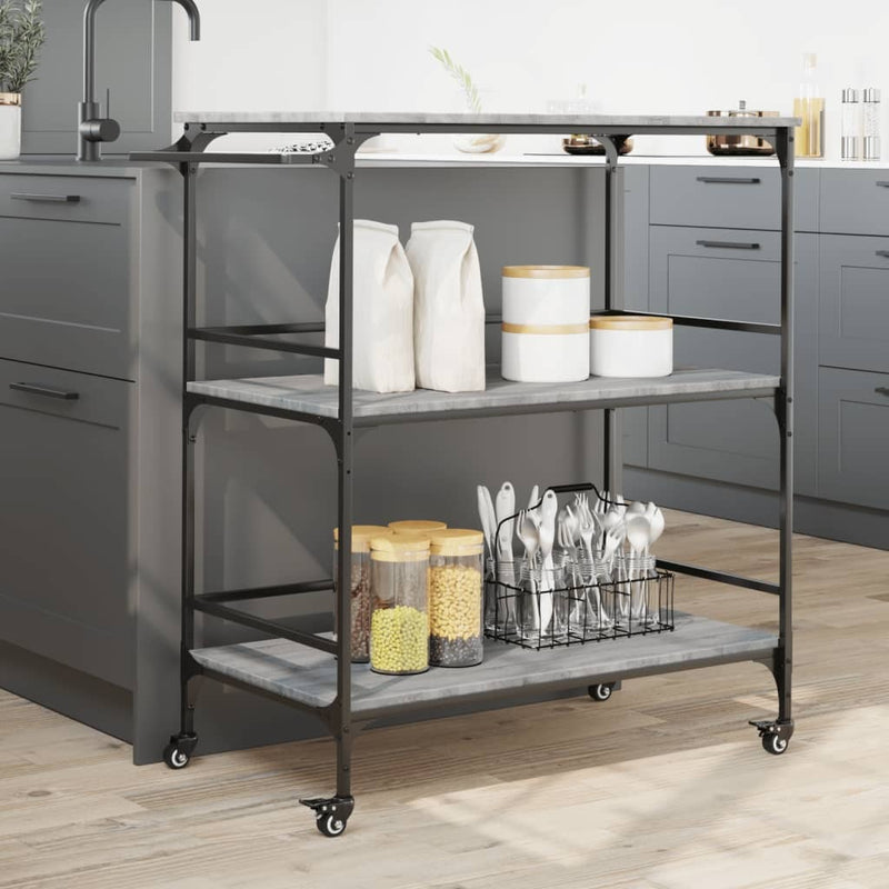 Kitchen Trolley Grey Sonoma 100.5x50x105 cm Engineered Wood