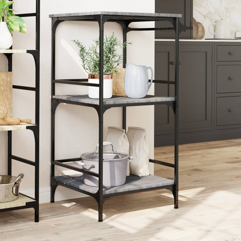 Kitchen Trolley Grey Sonoma 60.5x50x105 cm Engineered Wood