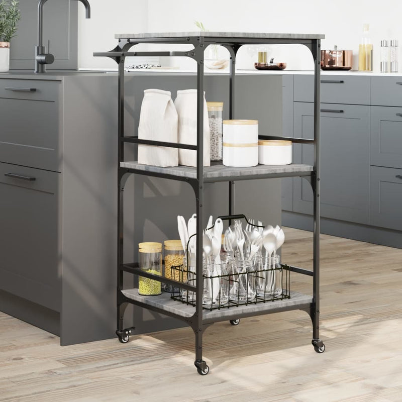 Kitchen Trolley Grey Sonoma 60.5x50x105 cm Engineered Wood