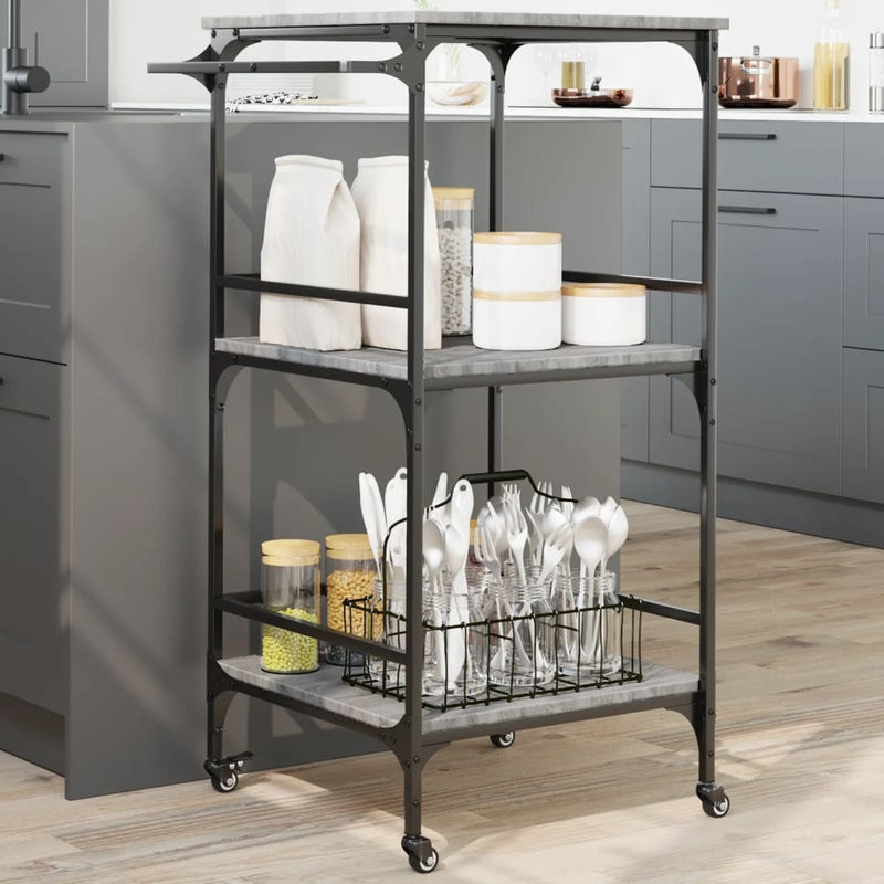 Kitchen Trolley Grey Sonoma 60.5x50x105 cm Engineered Wood