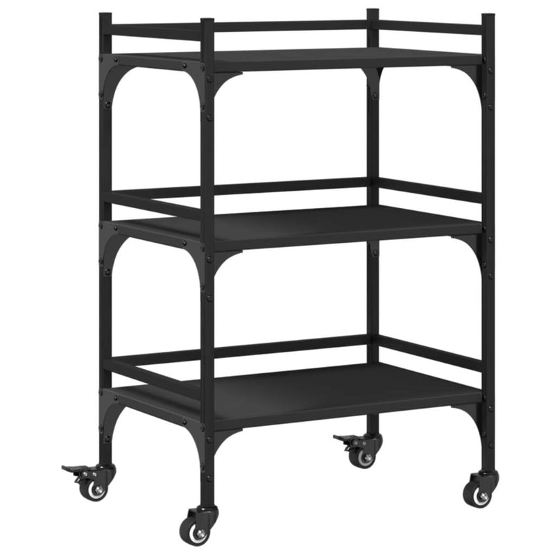 Kitchen Trolley Black 50x35x75.5 cm Engineered Wood