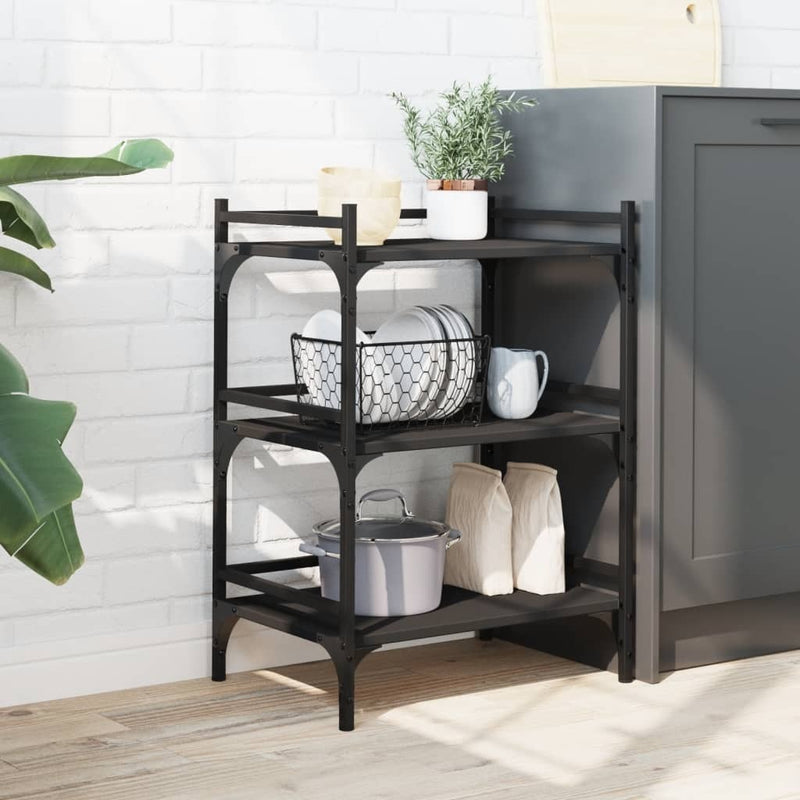 Kitchen Trolley Black 50x35x75.5 cm Engineered Wood