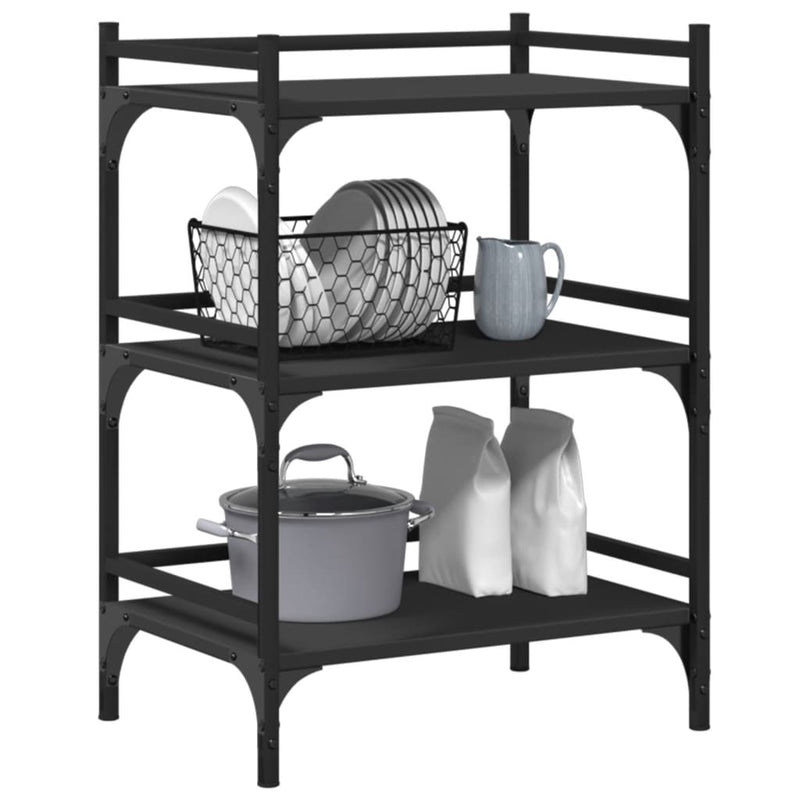 Kitchen Trolley Black 50x35x75.5 cm Engineered Wood