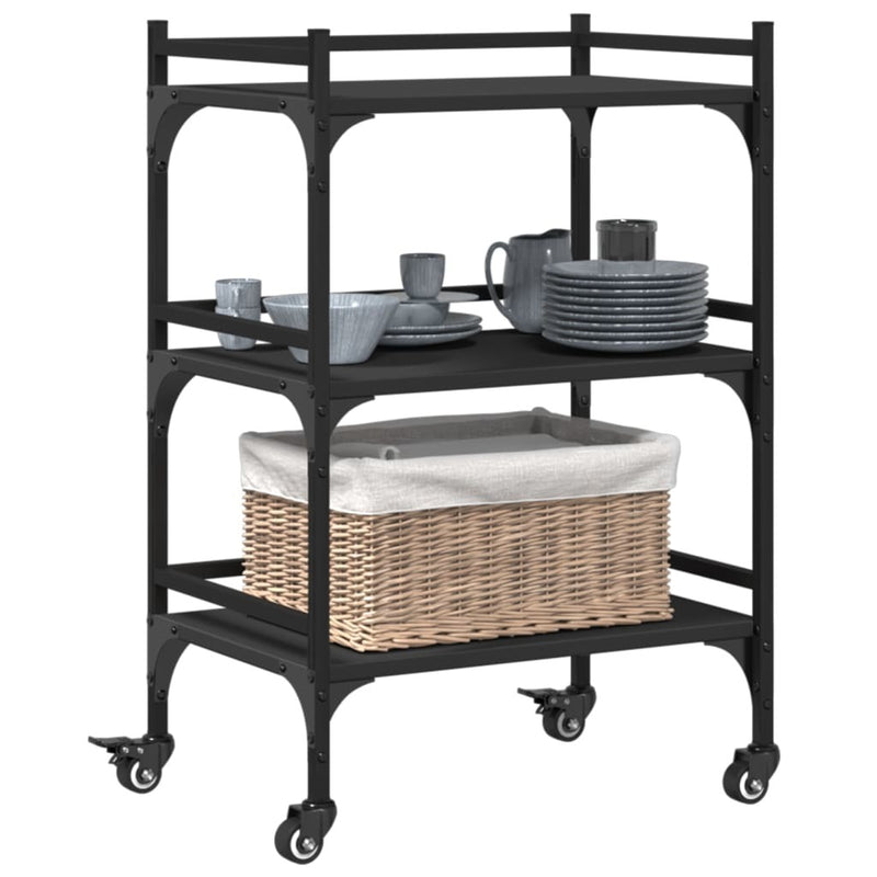 Kitchen Trolley Black 50x35x75.5 cm Engineered Wood