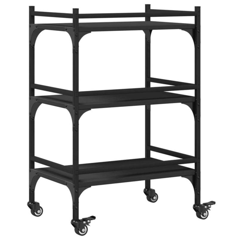 Kitchen Trolley Black 50x35x75.5 cm Engineered Wood