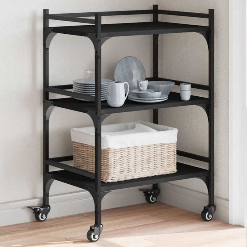 Kitchen Trolley Black 50x35x75.5 cm Engineered Wood