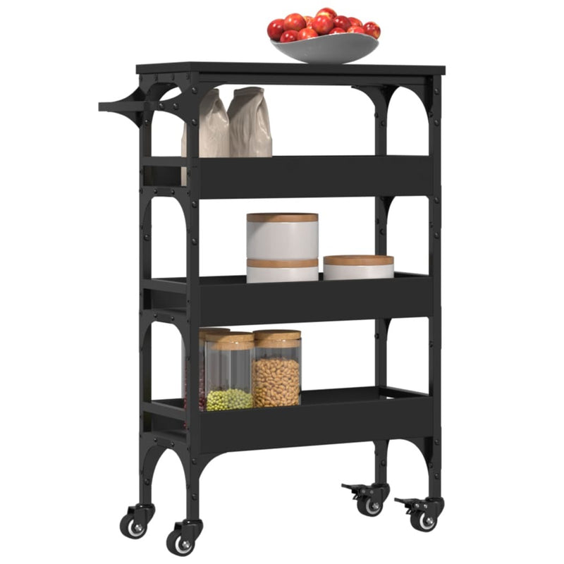 Kitchen Trolley Black 53x20x76 cm Engineered Wood