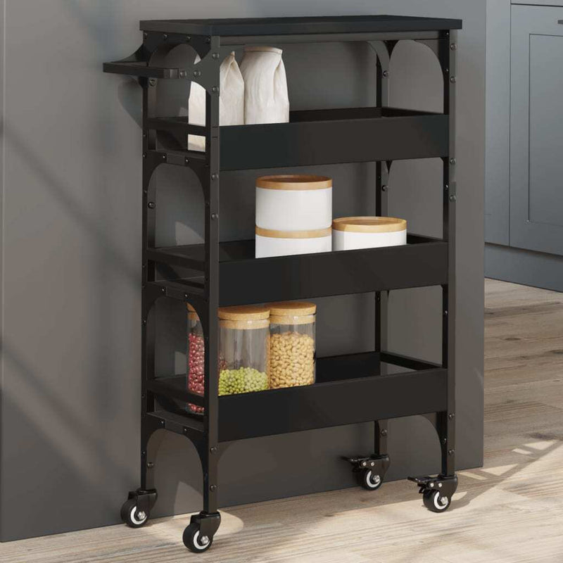 Kitchen Trolley Black 53x20x76 cm Engineered Wood