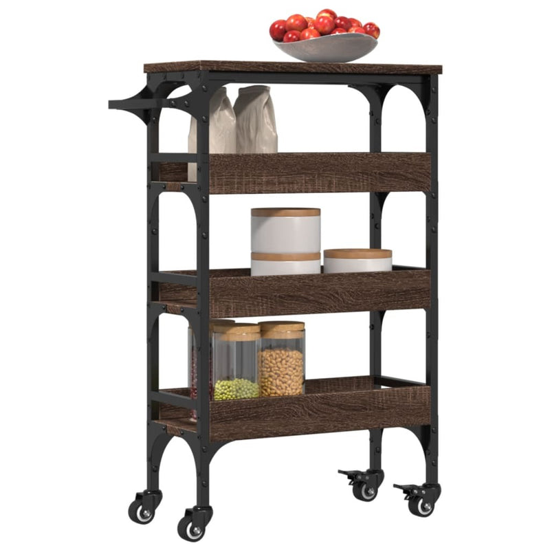 Kitchen Trolley Brown Oak 53x20x76 cm Engineered Wood